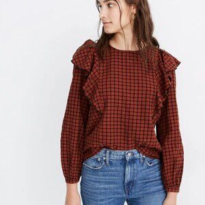 Madewell Ruffle-Front Top in Plaid